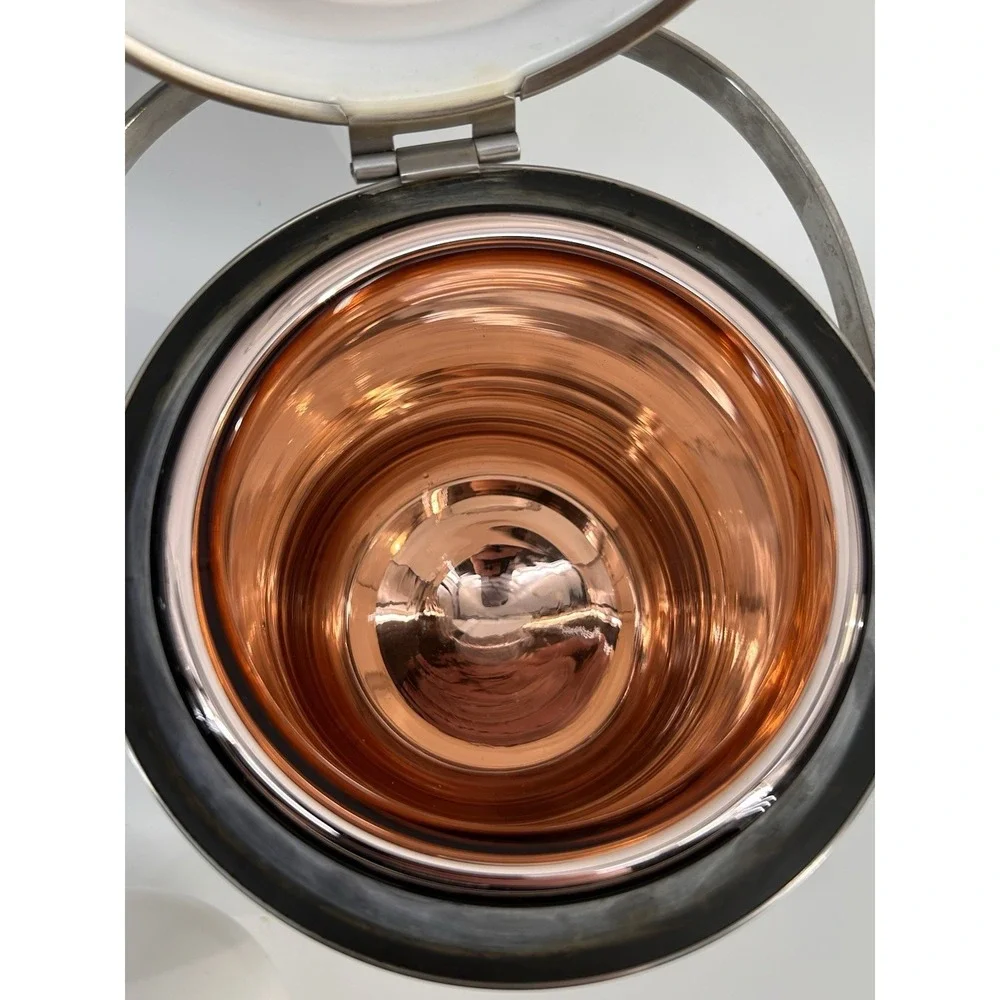 Vintage ALESSI Stainless‎ Steel Thermal Ice Bucket W/ Polished Copper Interior